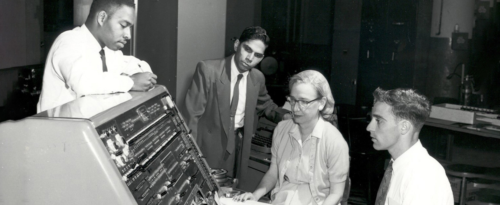 Grace Hopper at Univac I console